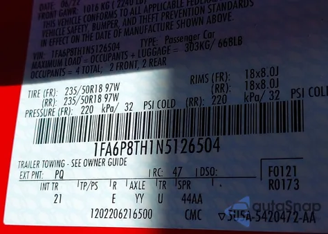 2022 Ford Mustang Ecoboost Fastback from USA, damaged, VIN 1FA6P8TH1N5126504